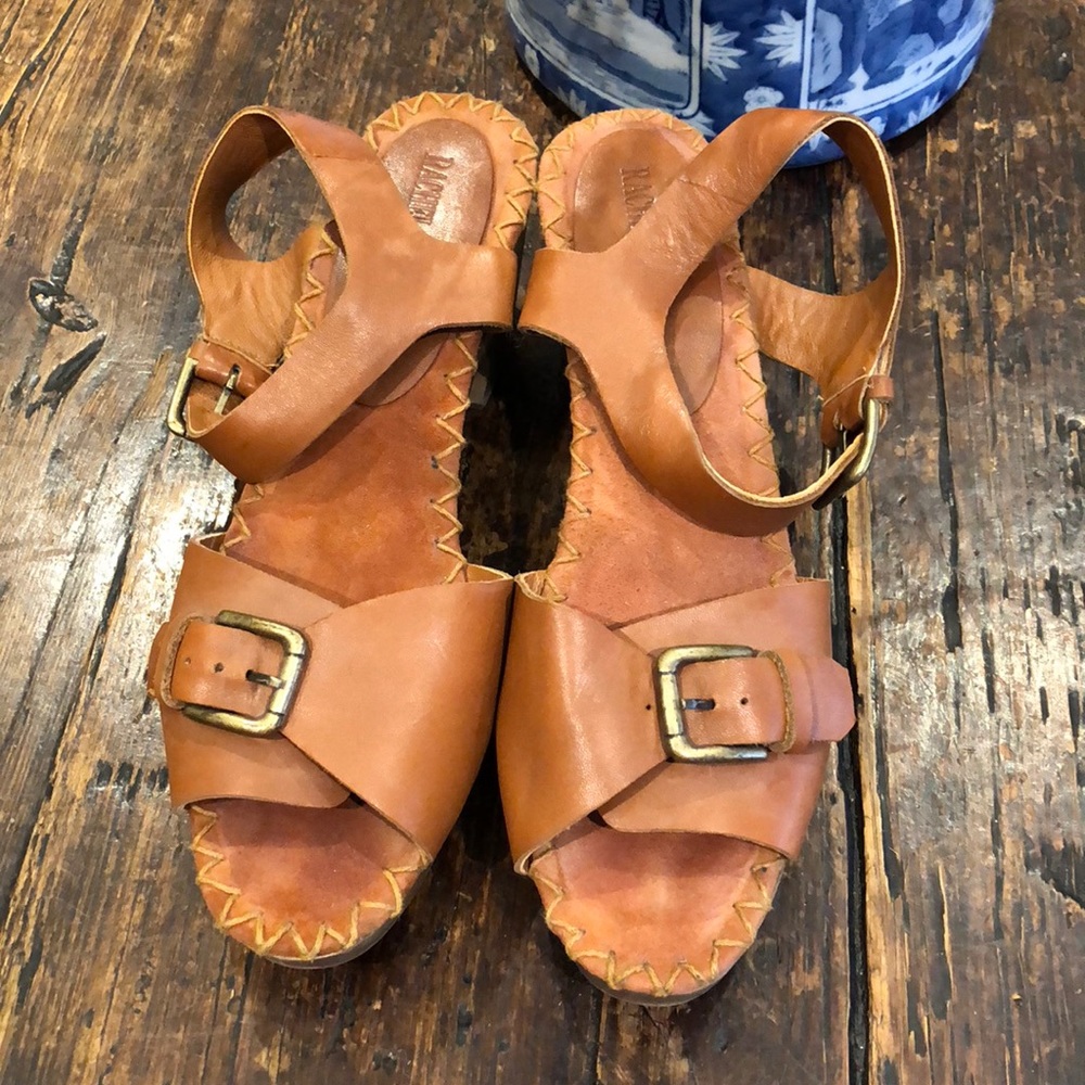 Leather and wood Rachel Comey heeled sandals.